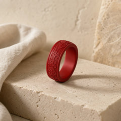 Cinnabar Om Mani Padme Hum Auspicious Clouds Blessing Ring featuring Cinnabar, Om Mani Padme Hum, Om