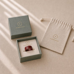 Cinnabar Om Mani Padme Hum Heart Sutra Blessing Ring featuring Cinnabar, Om Mani Padme Hum, Om