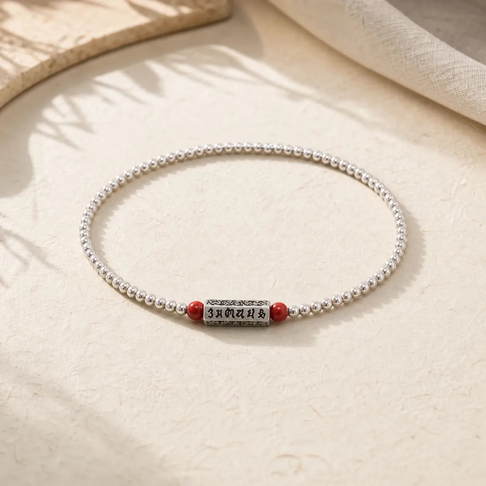 Cinnabar Om Mani Padme Hum Wisdom Anklet Bracelet featuring Cinnabar, Om Mani Padme Hum, Om