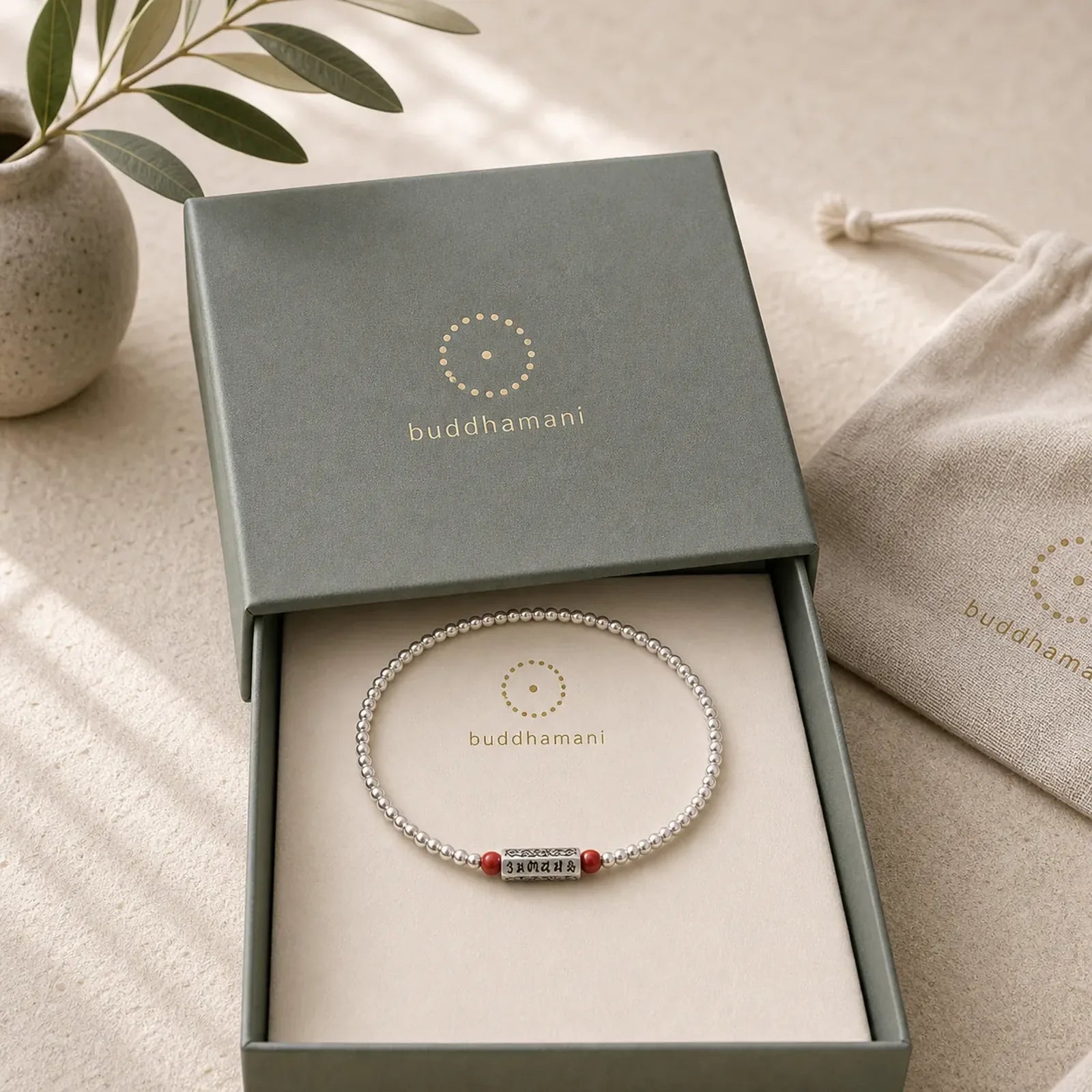 Cinnabar Om Mani Padme Hum Wisdom Anklet Bracelet featuring Cinnabar, Om Mani Padme Hum, Om