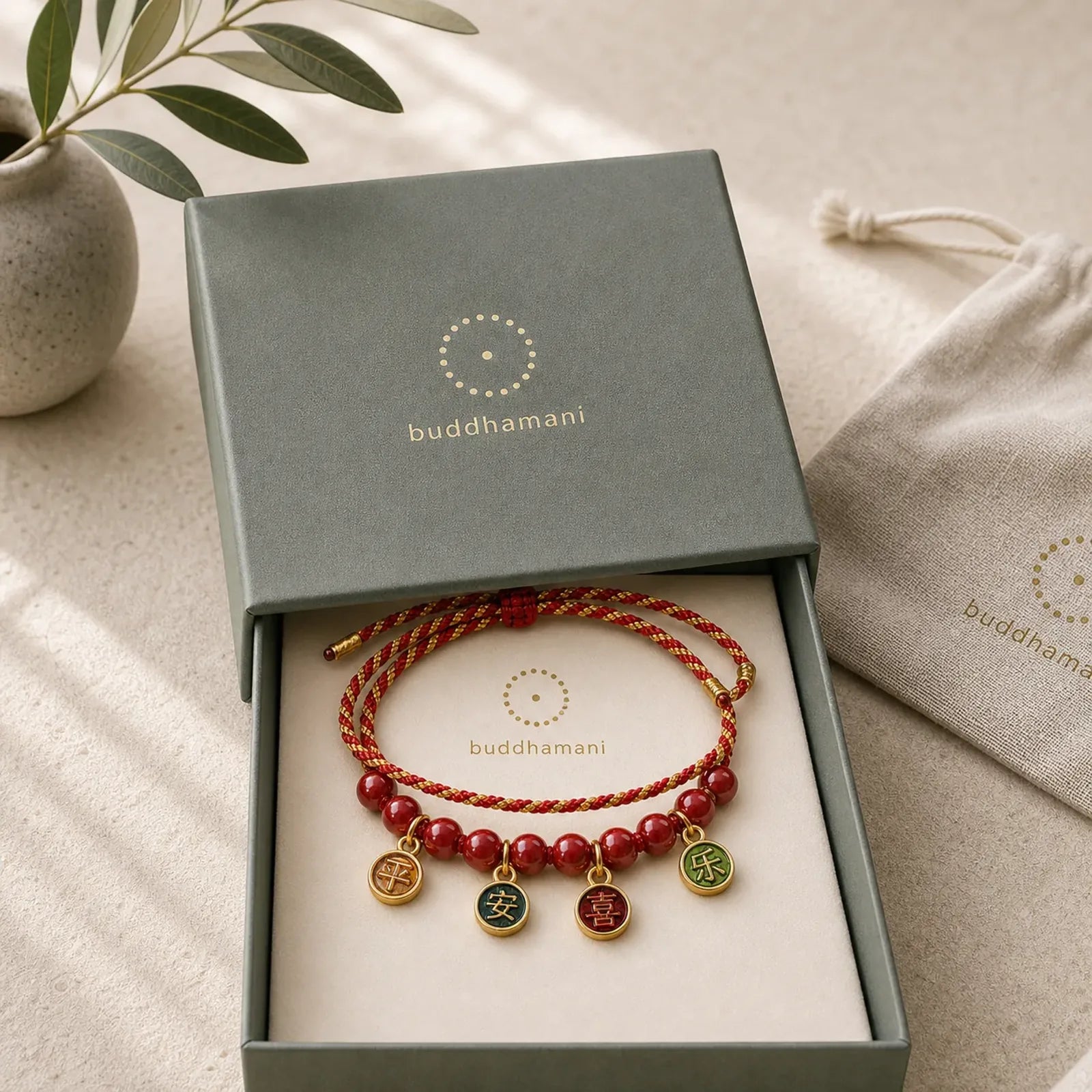 Cinnabar Peace And Joy Red String Adjustable Blessing Braided Bracelet featuring Cinnabar, Red String, Copper