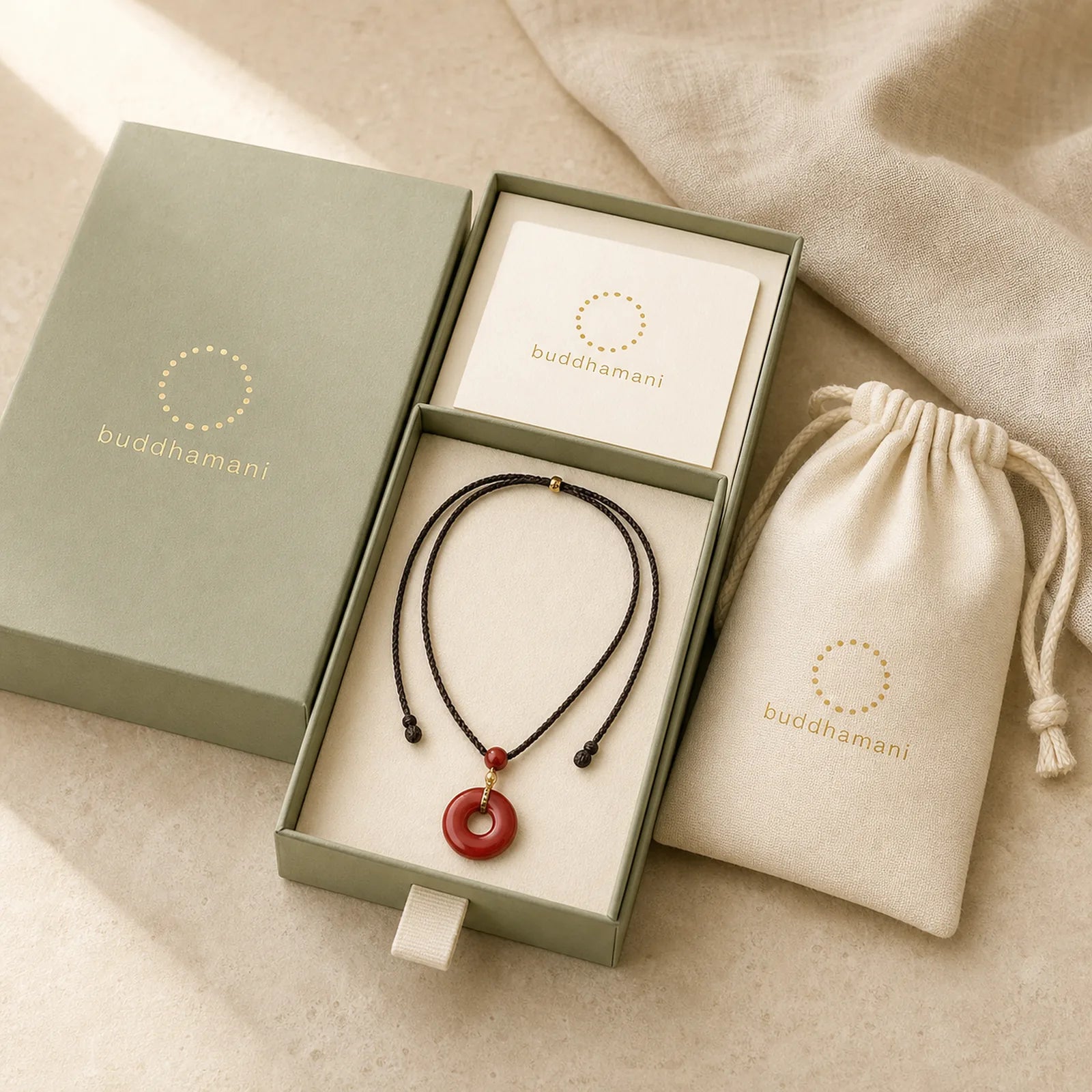 Cinnabar Peace Buckle Calm Blessing Necklace Pendant (Extra 35% Off | USE CODE: FS35) featuring Cinnabar, Peace Buckle, Copper