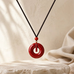 Cinnabar Peace Buckle Calm Blessing Necklace Pendant (Extra 35% Off | USE CODE: FS35) featuring Cinnabar, Peace Buckle, Copper