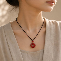 Cinnabar Peace Buckle Calm Blessing Necklace Pendant (Extra 35% Off | USE CODE: FS35) featuring Cinnabar, Peace Buckle, Copper