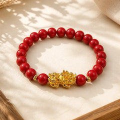 Cinnabar PiXiu Calm Blessing Bracelet featuring Cinnabar, Pixiu, Copper