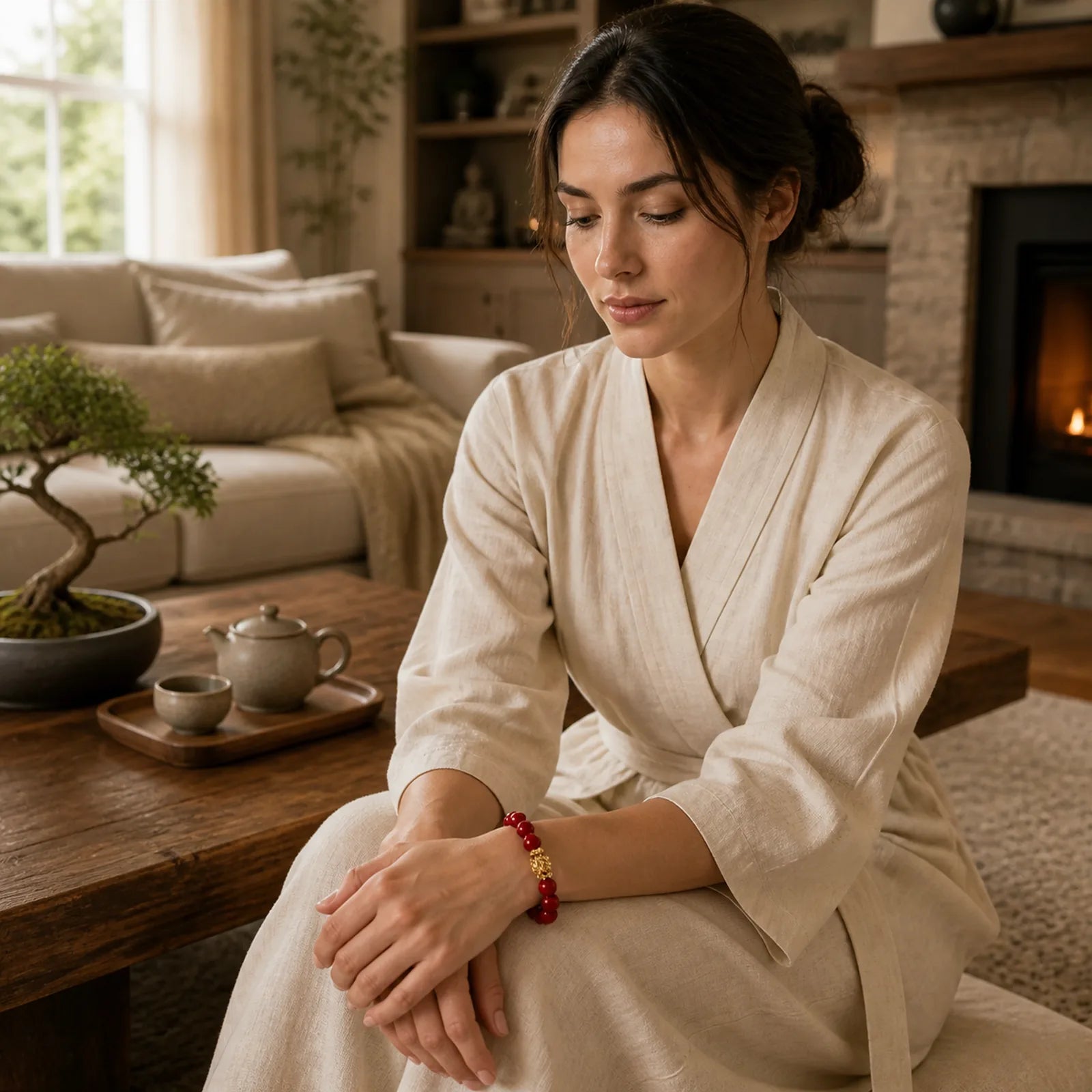 Cinnabar PiXiu Calm Blessing Bracelet featuring Cinnabar, Pixiu, Copper