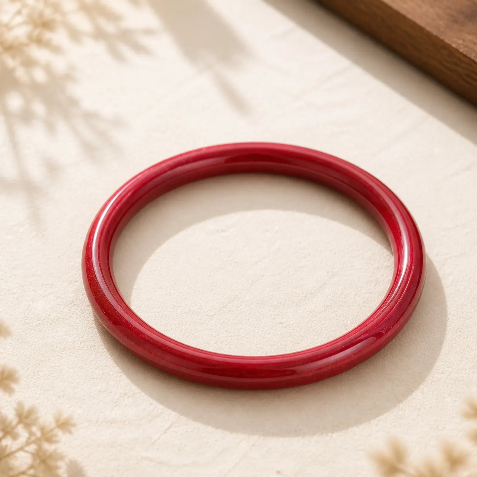 Cinnabar Plain Heart Sutra Calm Bracelet Bangle featuring Cinnabar, Jade