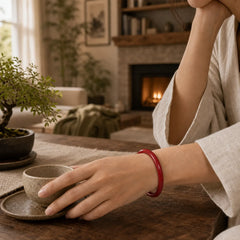 Cinnabar Plain Heart Sutra Calm Bracelet Bangle featuring Cinnabar, Jade