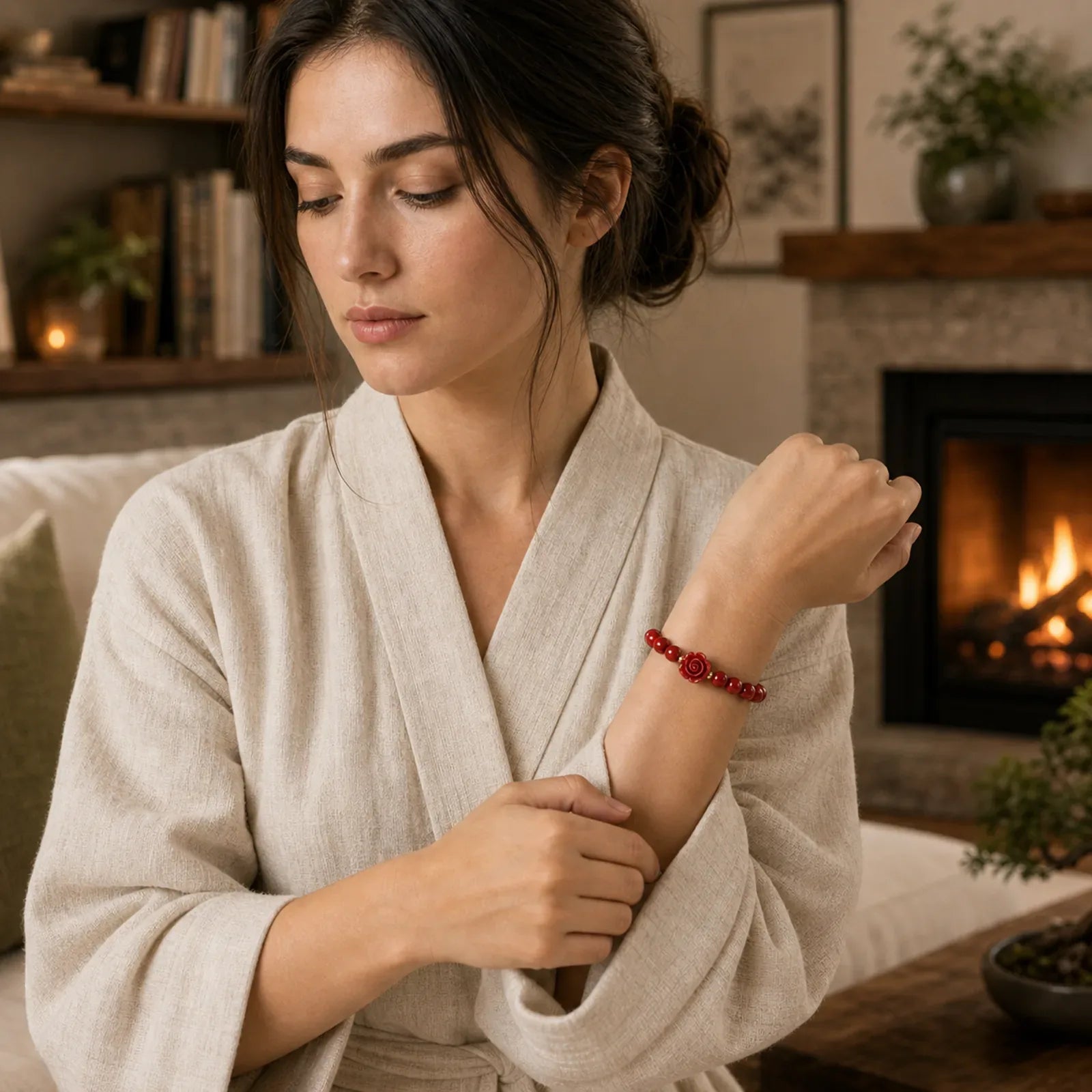 Cinnabar Rose Calm Bracelet featuring Cinnabar