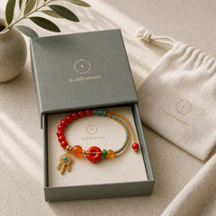Cinnabar String Peace Buckle Blessing Bracelet featuring Cinnabar, Peace Buckle, Copper
