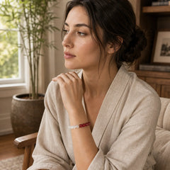 Cinnabar White Cat's Eye Calm Bracelet featuring Cinnabar, White Cat's Eye, Cat's Eye / Chrysoberyl