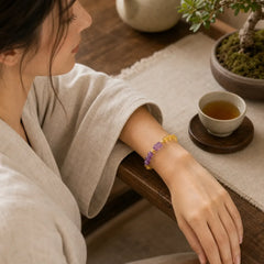 Citrine Amethyst Pixiu Prosperity Bracelet featuring Citrine, Amethyst, Pixiu