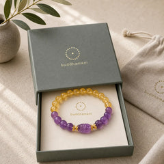Citrine Amethyst Pixiu Prosperity Bracelet featuring Citrine, Amethyst, Pixiu