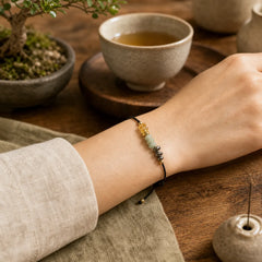 Citrine Green Aventurine Pyrite Success Rope Card Bracelet featuring Citrine, Green Aventurine, Pyrite
