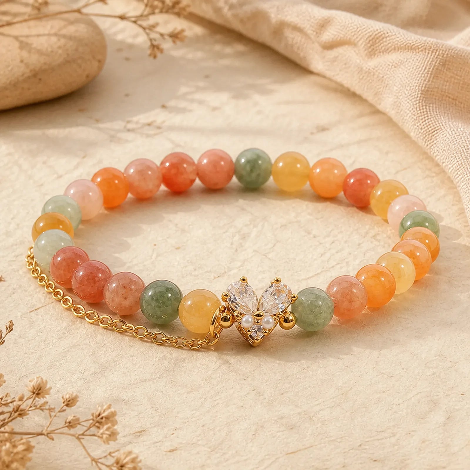Citrine Green Crystal Prosperity Bracelet featuring Citrine, Green Crystal
