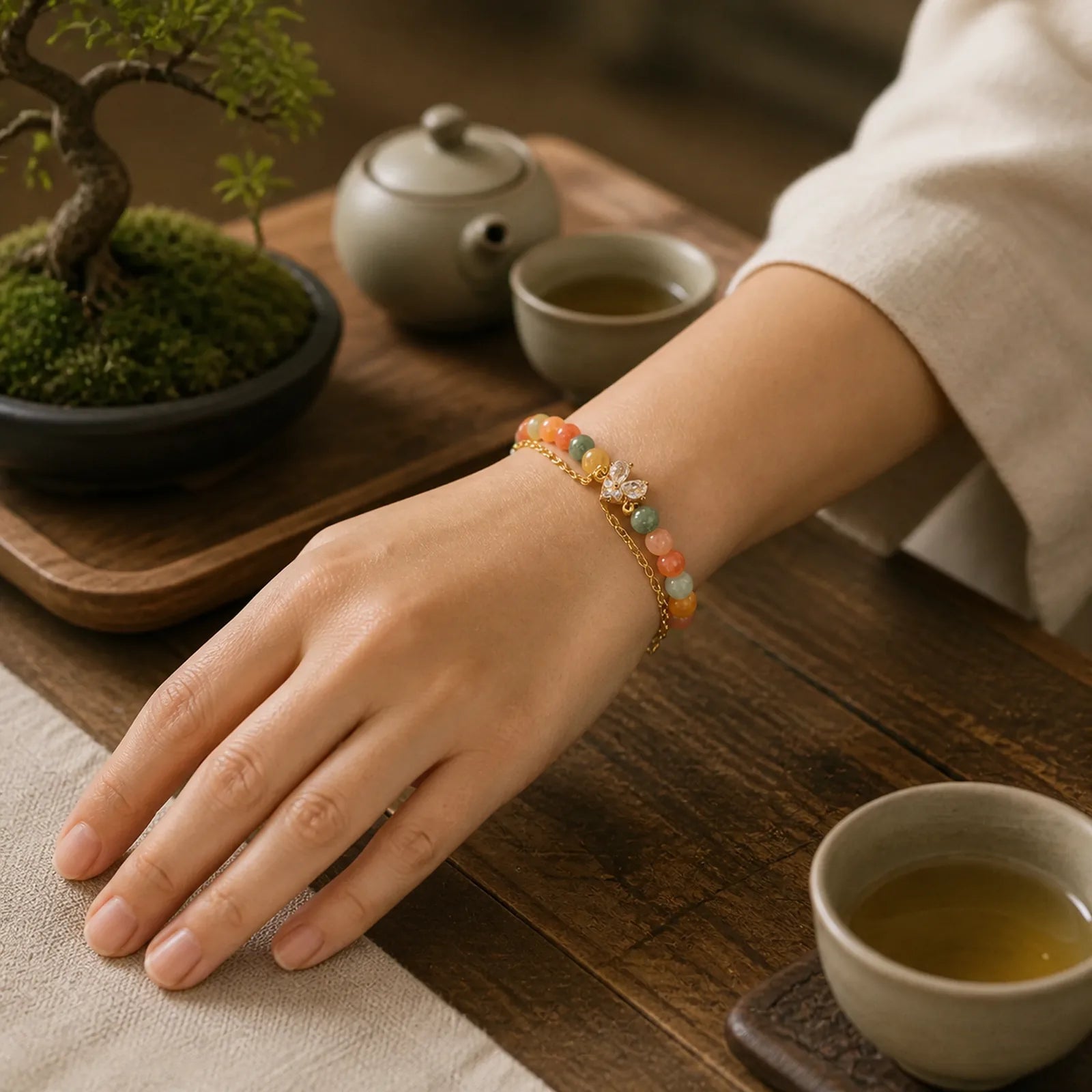 Citrine Green Crystal Prosperity Bracelet featuring Citrine, Green Crystal