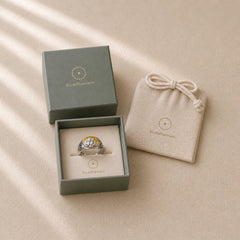 Citrine Lotus Blessing Protection Adjustable Ring featuring Citrine, Lotus, Silver