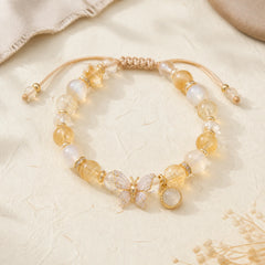 Citrine Moonstone Butterfly Charm Prosperity Protection Bracelet featuring Citrine, Moonstone, Butterfly
