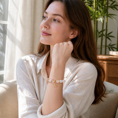 Citrine Moonstone Butterfly Charm Prosperity Protection Bracelet featuring Citrine, Moonstone, Butterfly