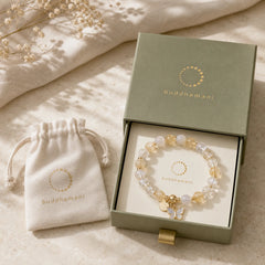 Citrine Moonstone Butterfly Charm Prosperity Protection Bracelet featuring Citrine, Moonstone, Butterfly