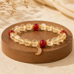 Citrine Red Agate Moon Prosperity Bracelet featuring Citrine, Red Agate, Copper