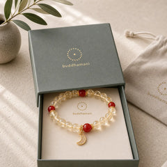 Citrine Red Agate Moon Prosperity Bracelet featuring Citrine, Red Agate, Copper