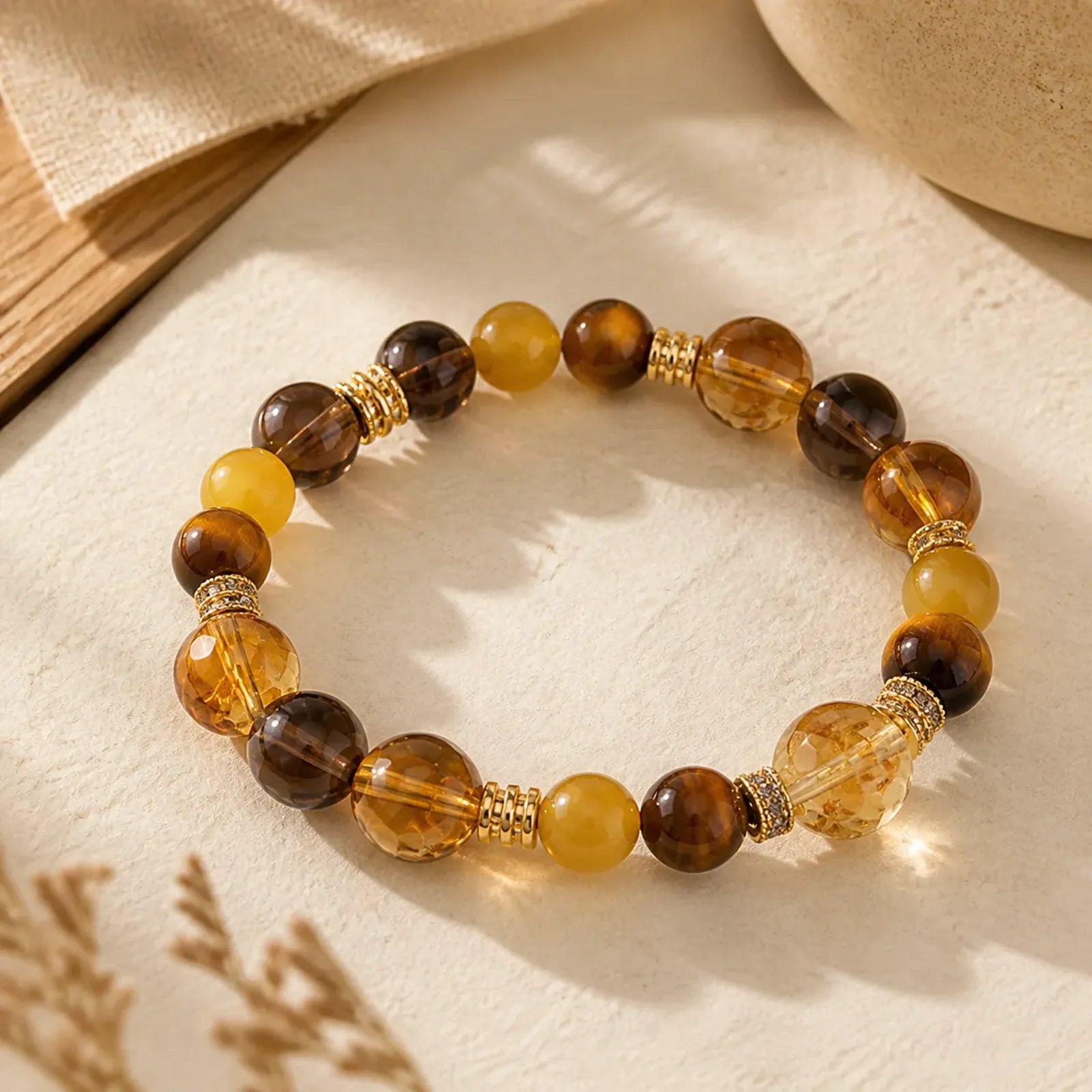 Citrine Topaz Tiger Eye Happiness Bracelet featuring Citrine, Topaz, Tiger Eye