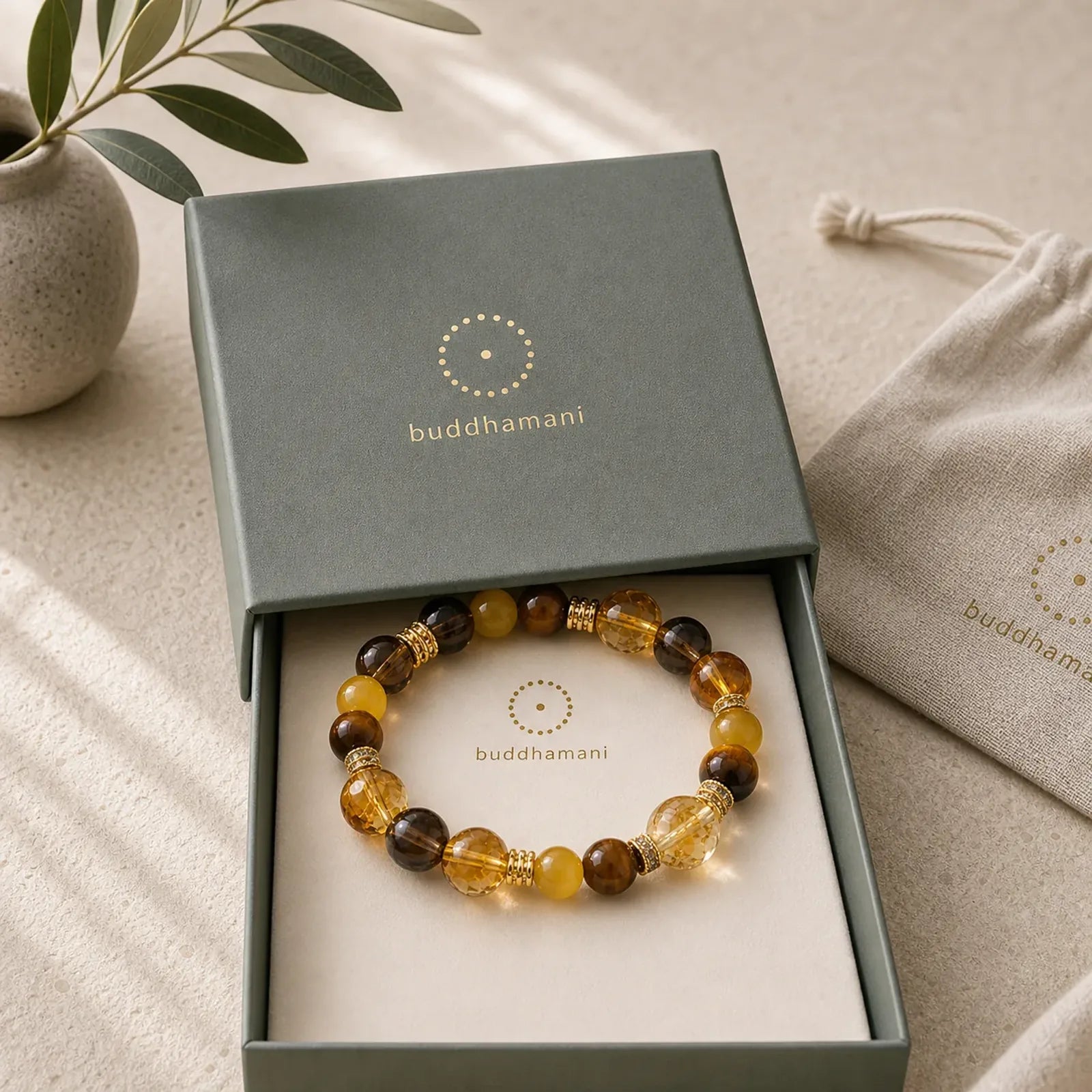 Citrine Topaz Tiger Eye Happiness Bracelet featuring Citrine, Topaz, Tiger Eye