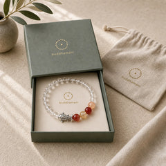 Clear Quartz 999 Sterling Silver Koi Fish Protection Bracelet featuring Silver, Koi Fish, Clear Quartz / White Crystal
