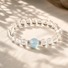 Clear Quartz Aquamarine Healing Bracelet featuring Aquamarine, Clear Quartz / White Crystal