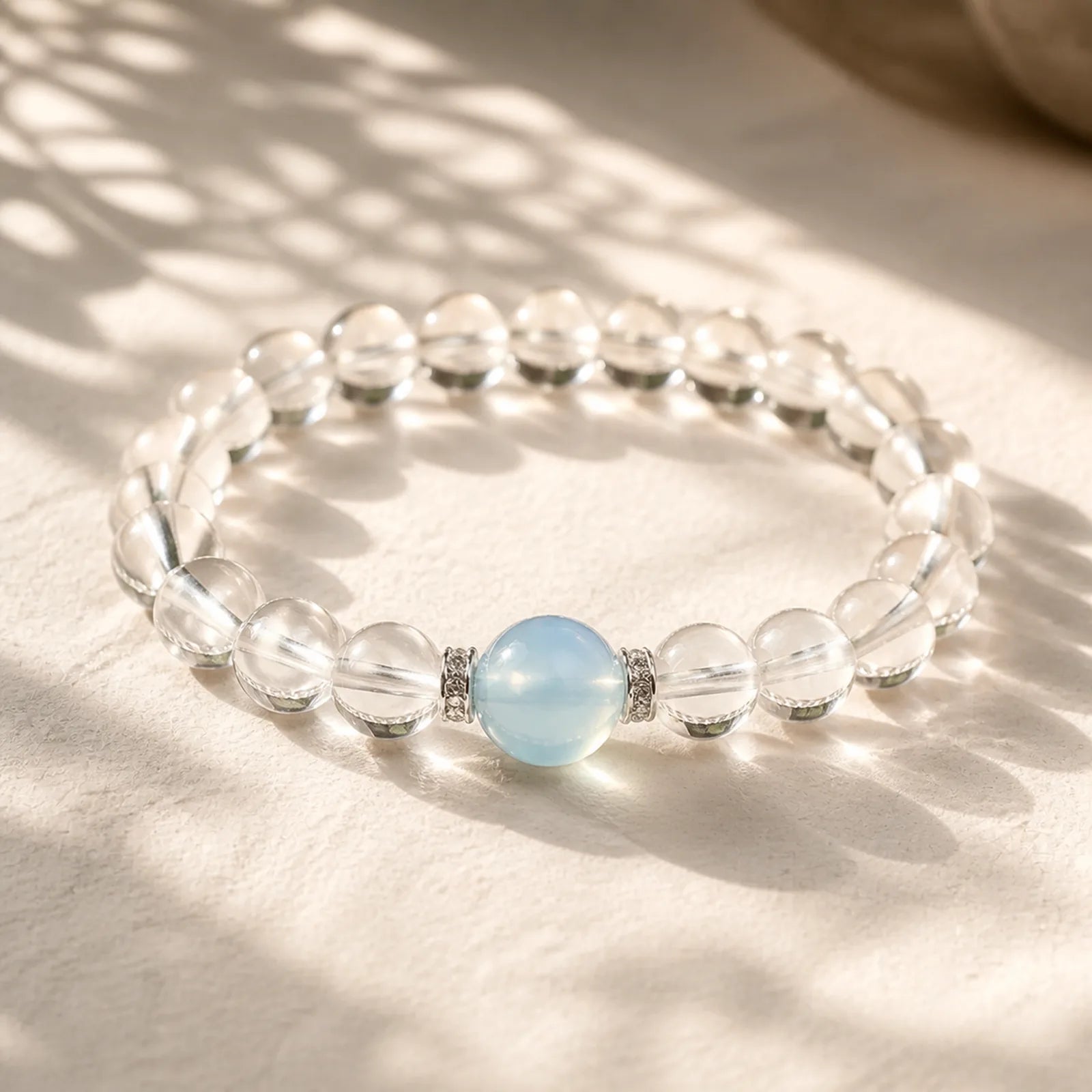Clear Quartz Aquamarine Healing Bracelet featuring Aquamarine, Clear Quartz / White Crystal