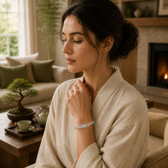 Clear Quartz Aquamarine Healing Bracelet featuring Aquamarine, Clear Quartz / White Crystal