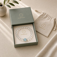 Clear Quartz Aquamarine Healing Bracelet featuring Aquamarine, Clear Quartz / White Crystal