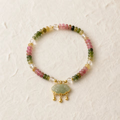 Colorful Abacus Beads Auspicious Cloud Tourmaline Positive Bracelet featuring Tourmaline