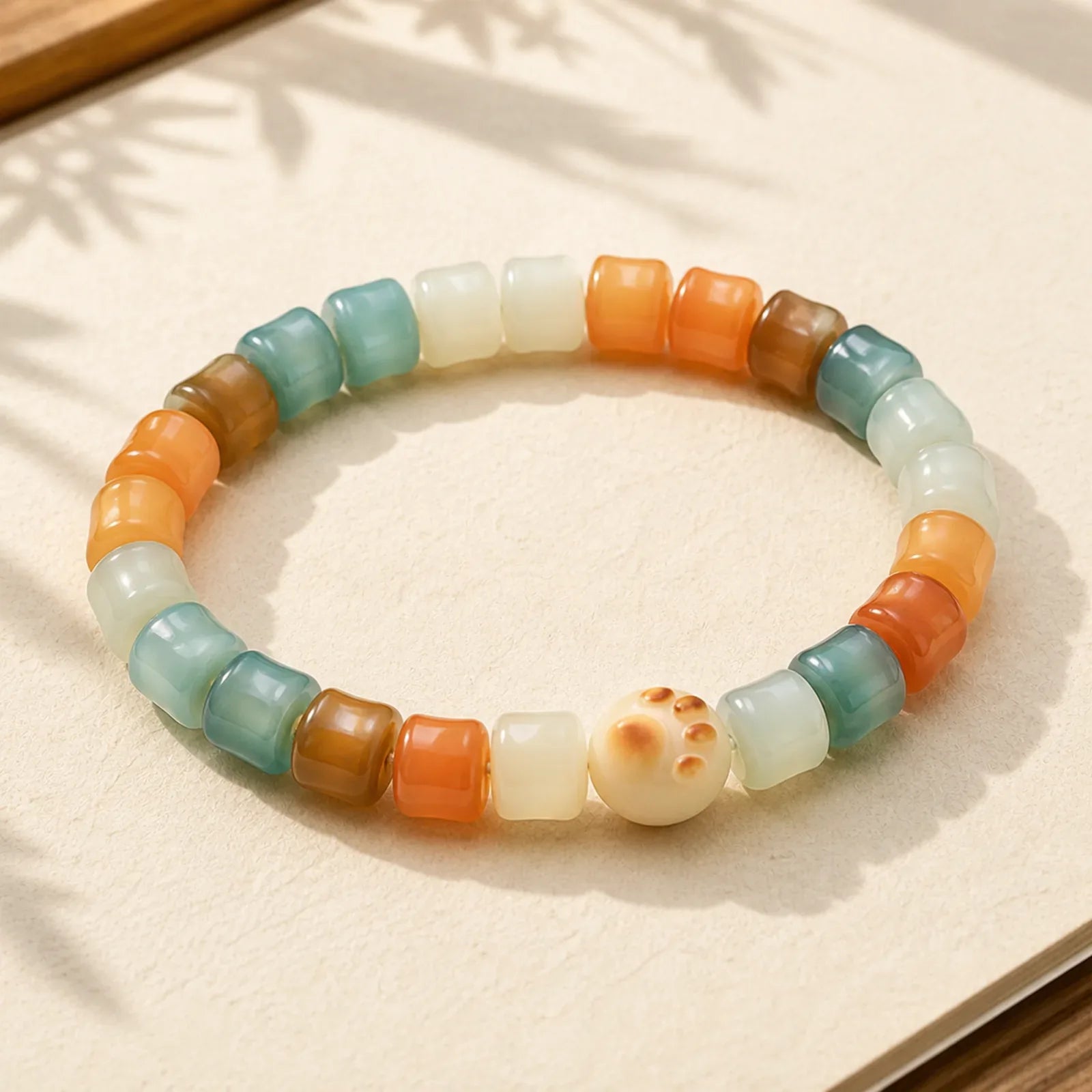 Colorful Bodhi Seed Cat Paw Wisdom Bracelet featuring Bodhi Seed