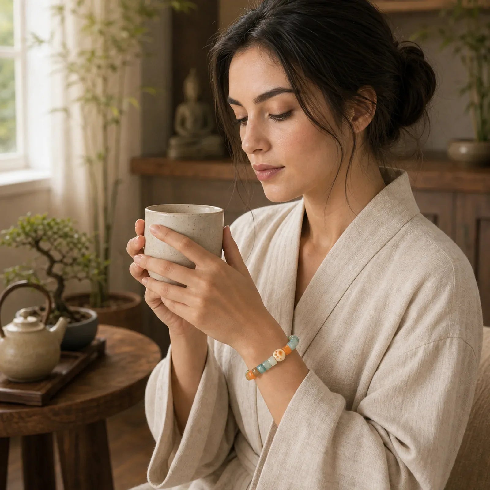 Colorful Bodhi Seed Cat Paw Wisdom Bracelet featuring Bodhi Seed