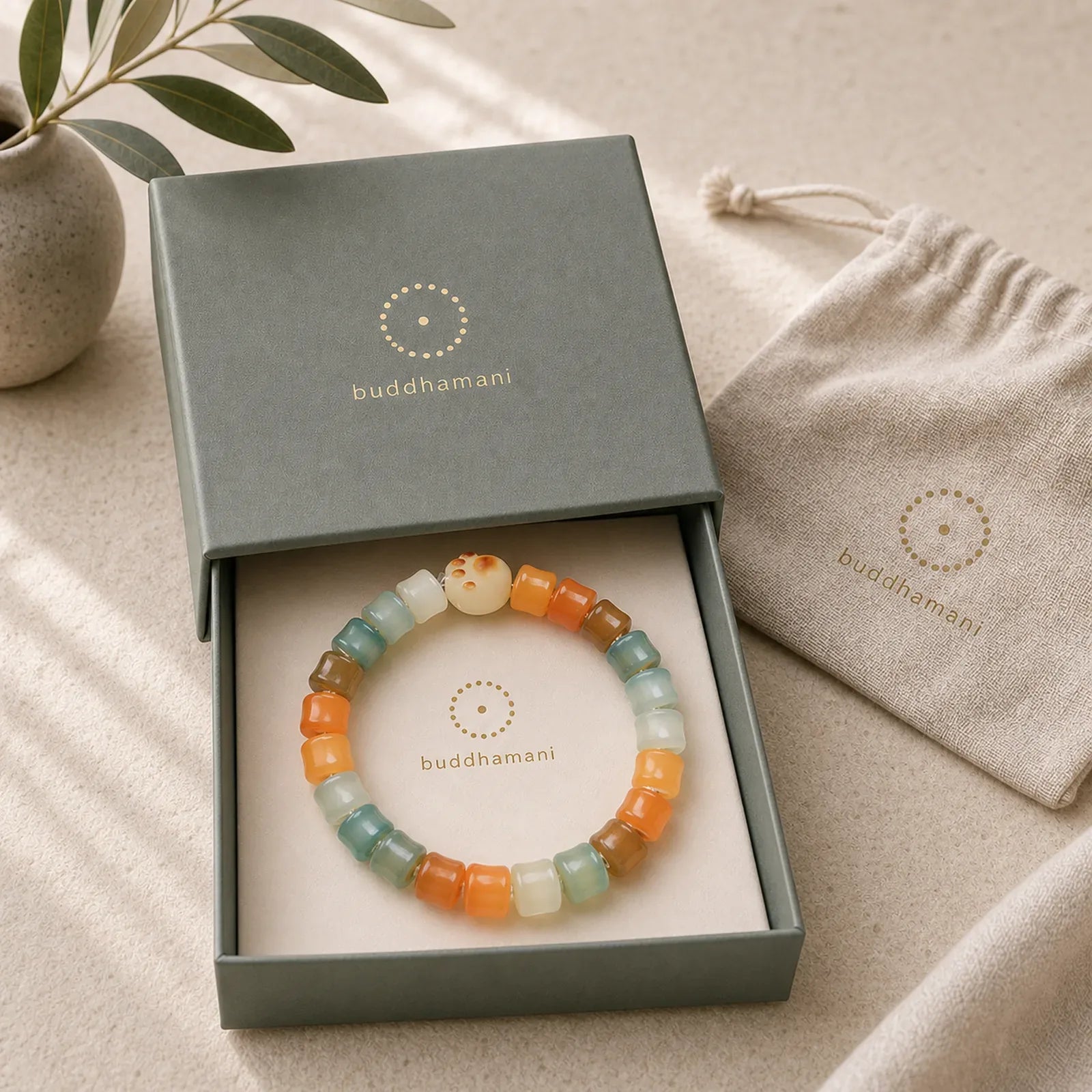 Colorful Bodhi Seed Cat Paw Wisdom Bracelet featuring Bodhi Seed