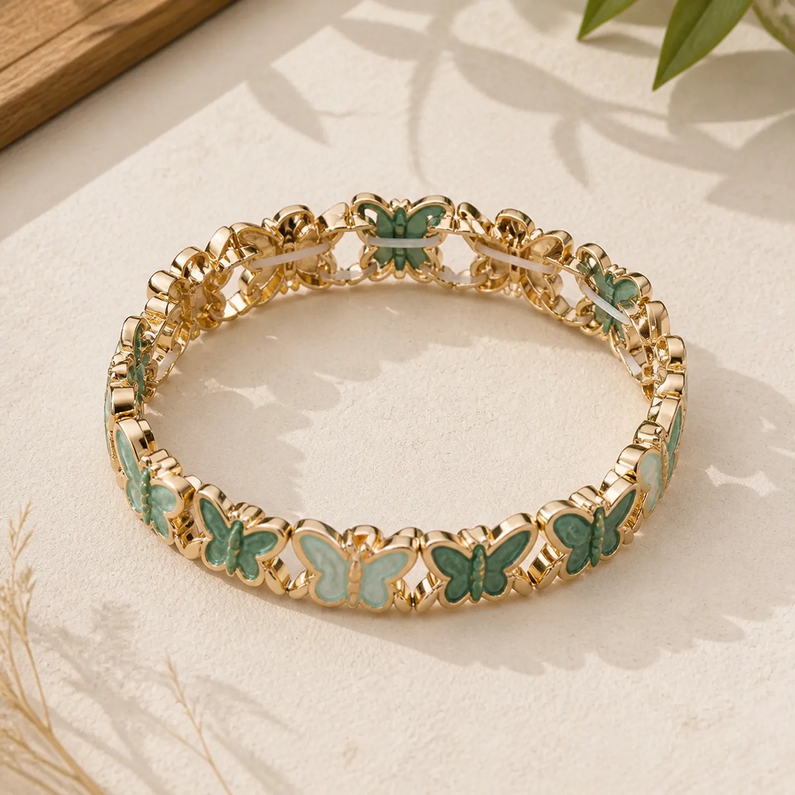 Colorful Butterfly Freedom Alloy Elastic Bracelet Bangle featuring Butterfly, Feng Shui Butterfly