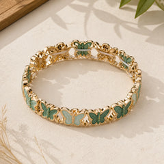 Colorful Butterfly Freedom Alloy Elastic Bracelet Bangle featuring Butterfly, Feng Shui Butterfly