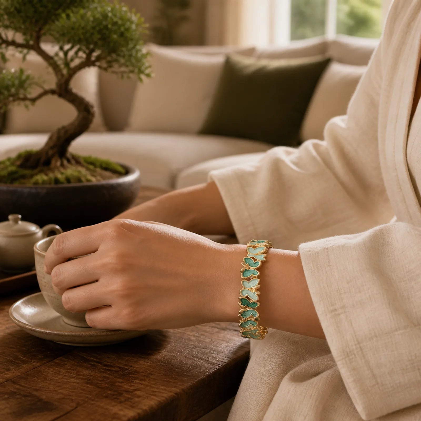 Colorful Butterfly Freedom Alloy Elastic Bracelet Bangle featuring Butterfly, Feng Shui Butterfly