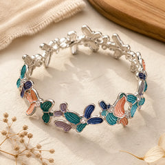Colorful Butterfly Love Alloy Elastic Bracelet Bangle featuring Butterfly, Feng Shui Butterfly