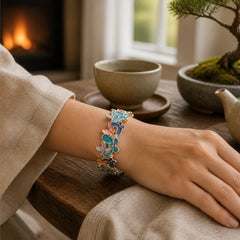 Colorful Butterfly Love Alloy Elastic Bracelet Bangle featuring Butterfly, Feng Shui Butterfly