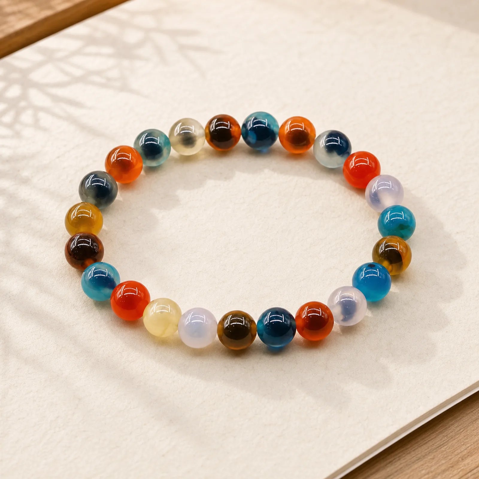 Colorful Candy Agate Healing Strength Bead Bracelet featuring Candy Agate