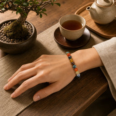 Colorful Candy Agate Healing Strength Bead Bracelet featuring Candy Agate