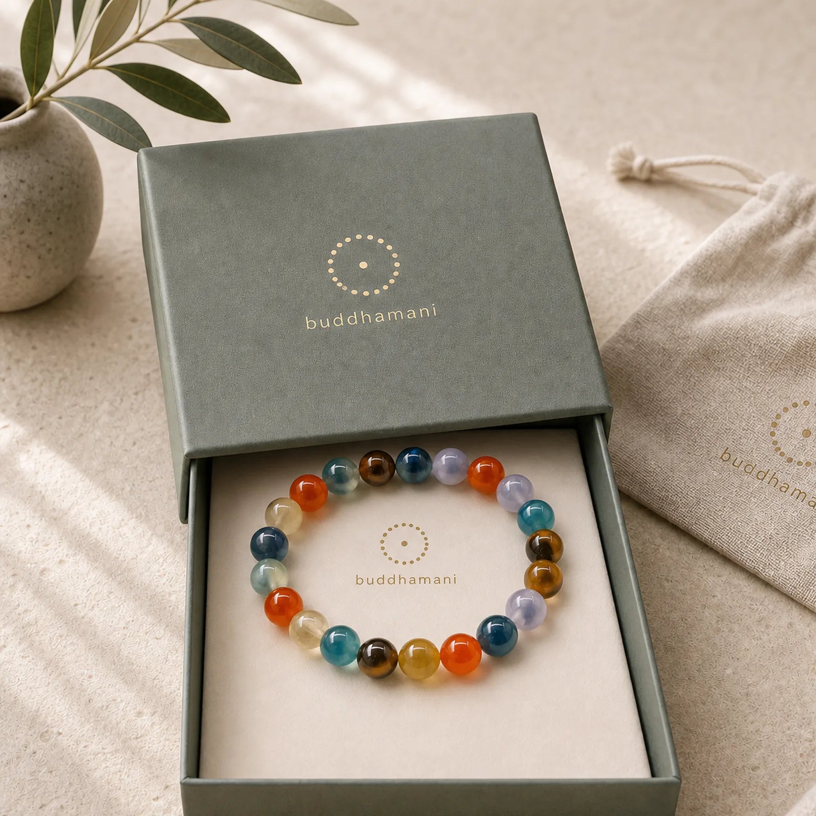 Colorful Candy Agate Healing Strength Bead Bracelet featuring Candy Agate