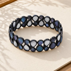 Colorful Geometric Hollow 8-shaped Alloy Healing Elastic Bracelet Bangle featuring Copper