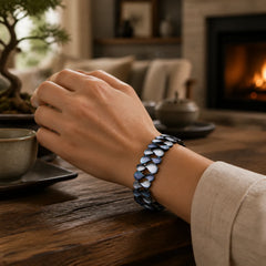 Colorful Geometric Hollow 8-shaped Alloy Healing Elastic Bracelet Bangle featuring Copper