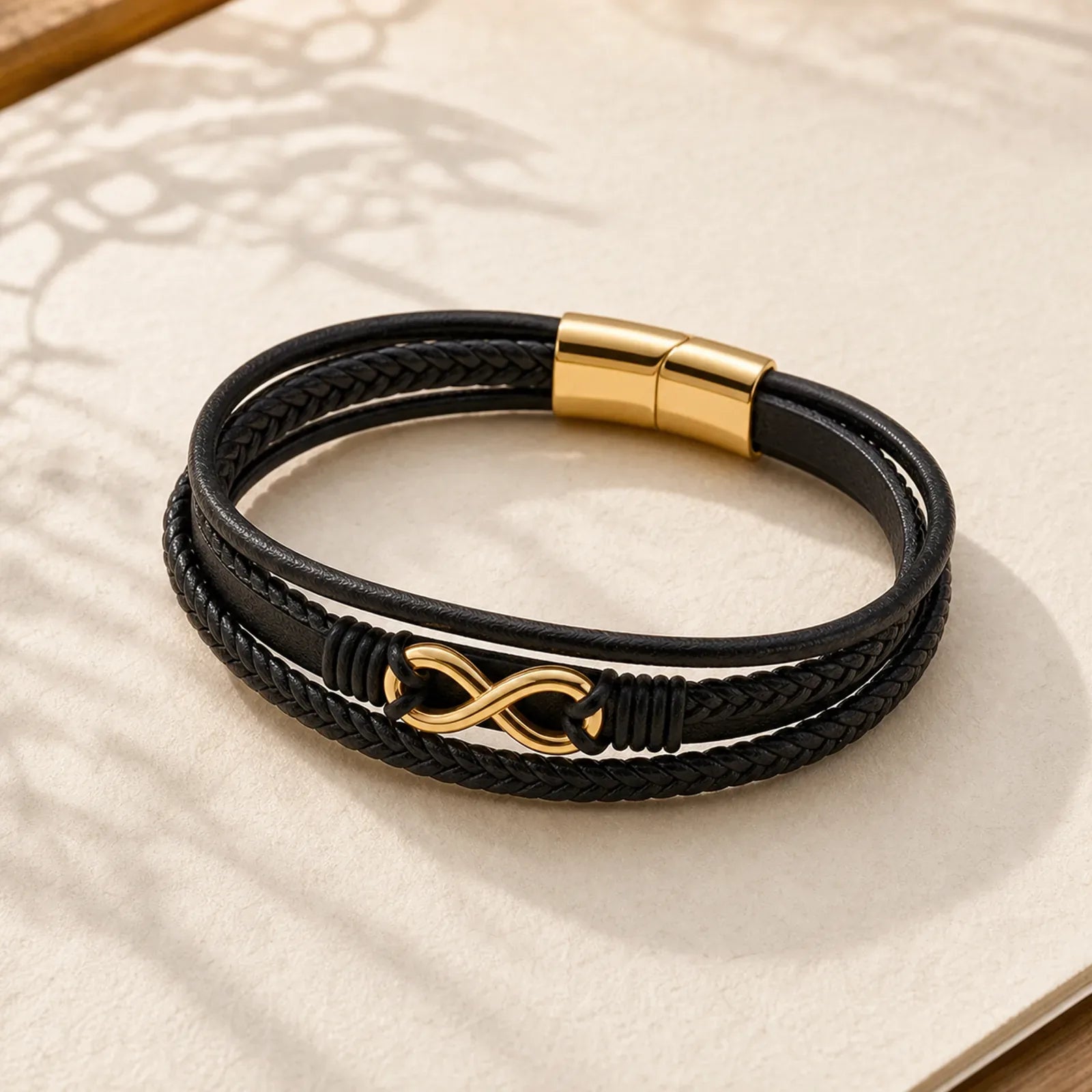 Colorful Infinitely Titanium Steel Multilayered Leather Strengthen Bracelet featuring Titanium Steel
