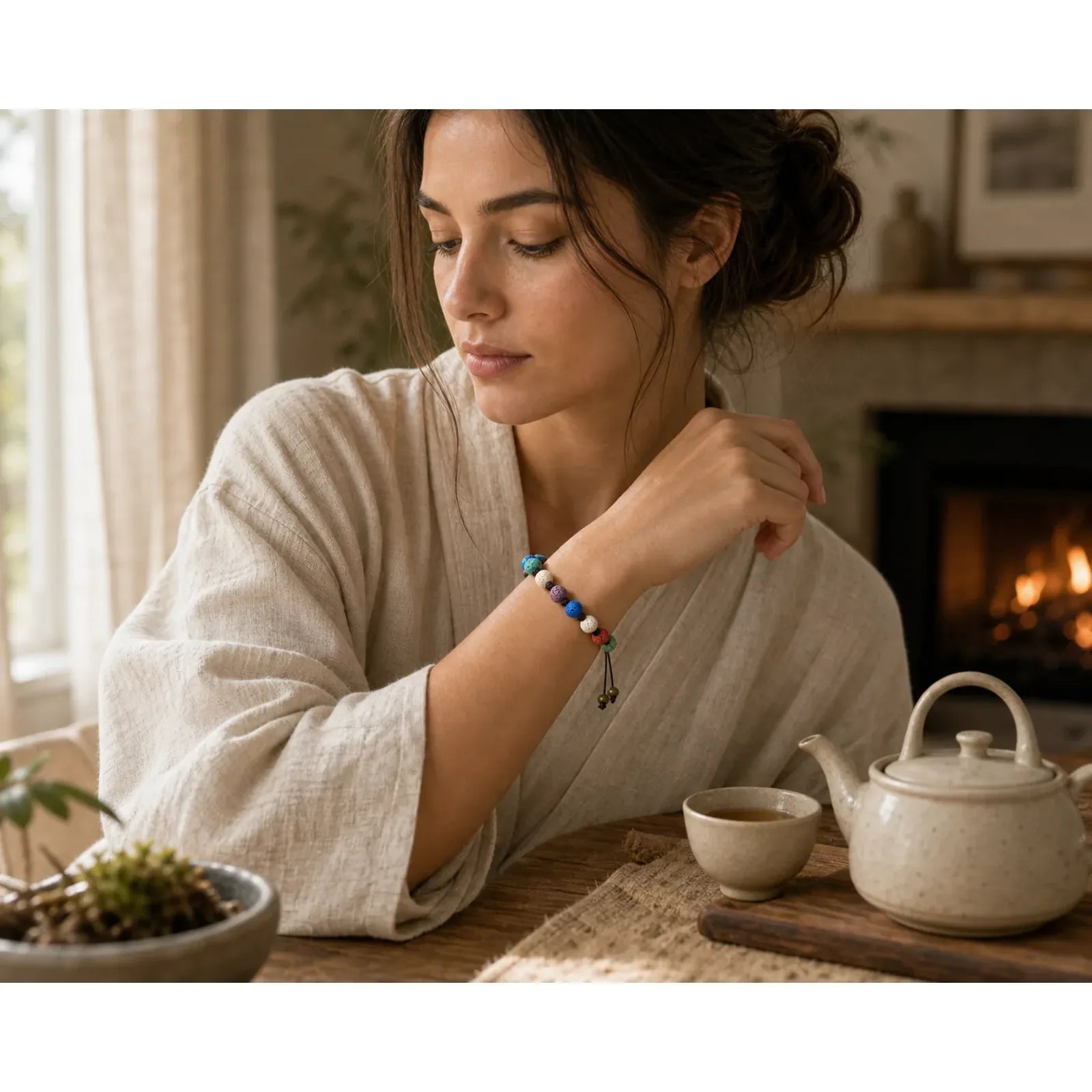Colorful Lava Rock Support Bracelet featuring Lava Rock