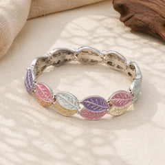 Colorful Leaves Alloy Luck Elastic Bracelet Bangle featuring Copper